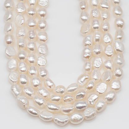 White Nugget Freshwater Pearl Beads Rice Shape with High Luster 6mm Strand for Jewelry Making, SKU # 1132FW