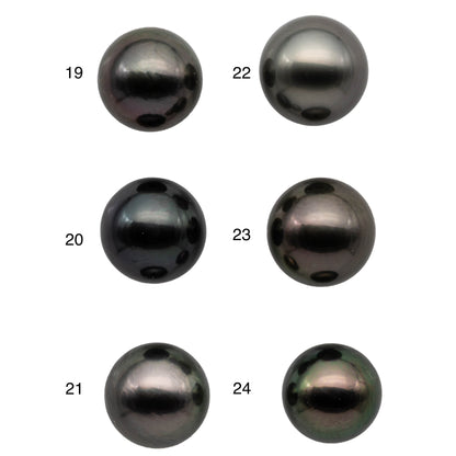 10mm Round Tahitian Pearl Loose Single Piece Natural Color with Super Nice Luster, AAA Quality Front Side Very Smooth and Clean, SKU#1090TH