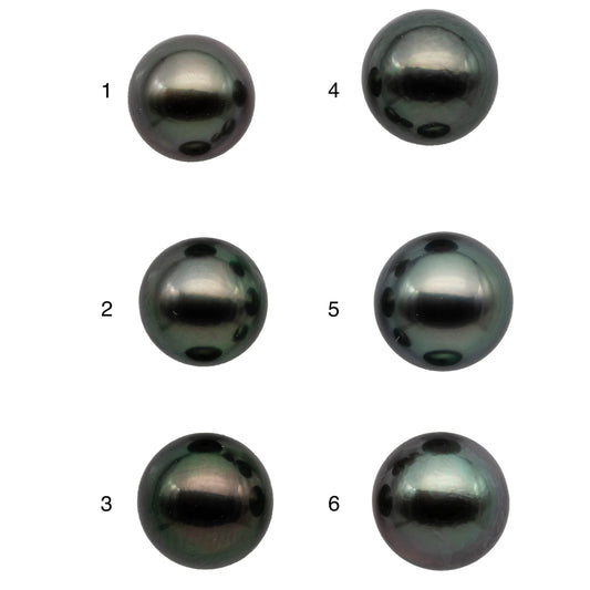 10mm Round Tahitian Pearl Loose Single Piece Natural Color with Super Nice Luster, AAA Quality Front Side Very Smooth and Clean, SKU#1090TH