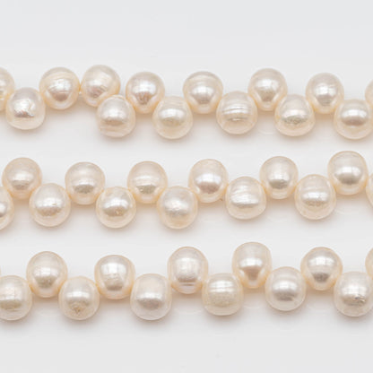 Top Drilled Freshwater Pearl Bead Full Strand White Color in 8x9mm for Jewelry Making, SKU # 1133FW