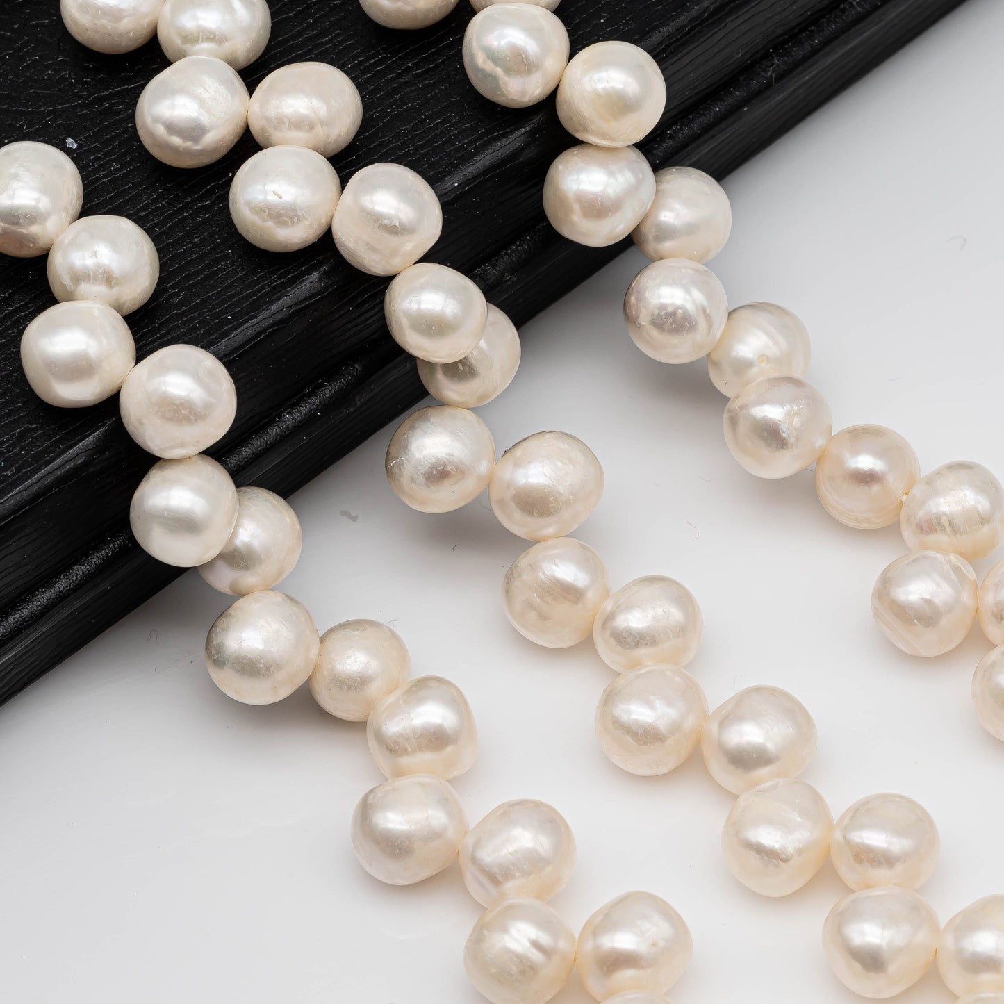 Top Drilled Freshwater Pearl Bead Full Strand White Color in 8x9mm for Jewelry Making, SKU # 1133FW