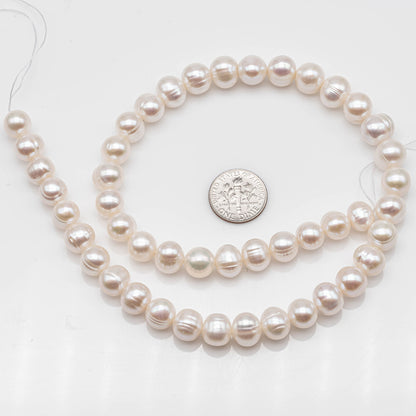 8-9mm Freshwater Pearls Potato or Near Round Pearl Beads with Nice Luster for Jewelry Making, Full Strand, SKU # 1135FW