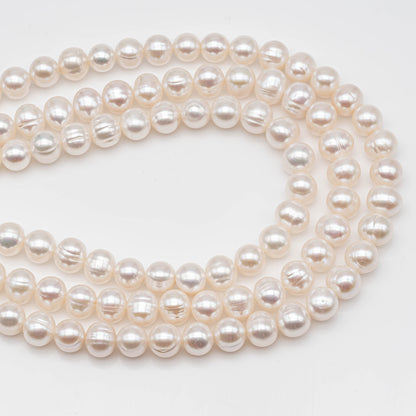 8-9mm Freshwater Pearls Potato or Near Round Pearl Beads with Nice Luster for Jewelry Making, Full Strand, SKU # 1135FW