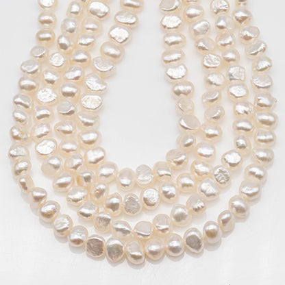 5-6mm White Nugget Freshwater Pearl Beads with Nice Luster Full Strand for Jewelry Making, SKU # 1136FW