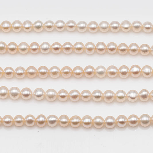 AAA 5-5.5mm Freshwater Pearl Near or Off Round Pearl Beads Creamy White with Very Nice Luster and Almost Blemishes Free, SKU # 1142FW