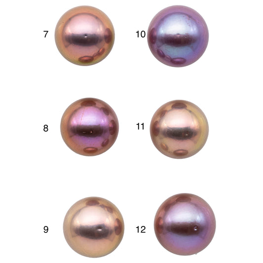 Single Edison Pearl Round Undrilled Natural Color with Extremely High Luster and One Spot at the Middle of the Pearl, 12-13mm, SKU # 1147ED