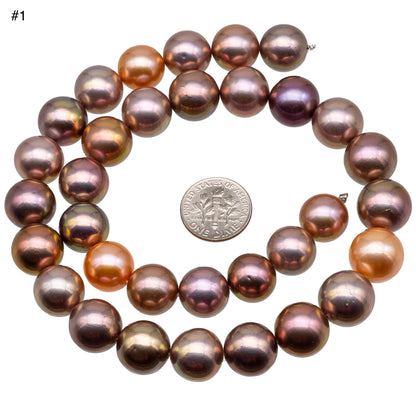 12-14mm Edison Pearl Round or Near Round Natural Mix Color with Extremely Nice Luster, Very Limited Blemish, For Jewelry Making, SKU# 1155EP