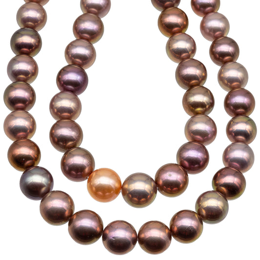 12-14mm Edison Pearl Round or Near Round Natural Mix Color with Extremely Nice Luster, Very Limited Blemish, For Jewelry Making, SKU# 1155EP
