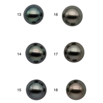Round Tahitian Pearl Loose Single Piece Natural Color with Extremely Nice Luster, Front Side Very Smooth and Clean, 9-10mm, SKU#1089TH