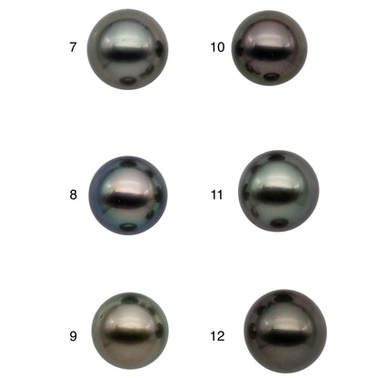 Round Tahitian Pearl Loose Single Piece Natural Color with Extremely Nice Luster, Front Side Very Smooth and Clean, 9-10mm, SKU#1089TH