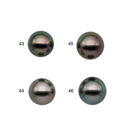 Round Tahitian Pearl Loose Single Piece Natural Color with Extremely Nice Luster, Front Side Very Smooth and Clean, 9-10mm, SKU#1089TH