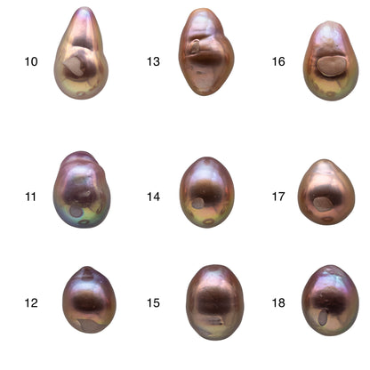 Single Piece Edison Pearl with One White Spot at the Front, Freshwater Pearl Undrilled Loose Natural Color in 10-11mm Drops, SKU # 1158EP