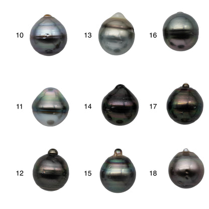 12-13mm Loose Tahitian Pearl Single Piece Drop Shape in Undrilled Natural Color with High Luster for Beading, SKU # 1164TH