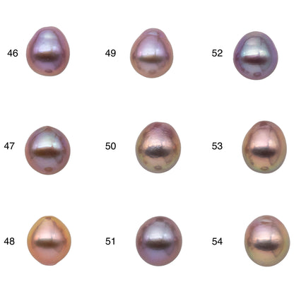 11-12mm Loose Edison Pearl Single Piece Natural Color Freshwater Teardrops Undrilled with Very High Luster for Jewelry Making, SKU # 1165EP