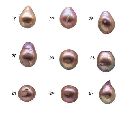 Single Piece Edison Pearl with One White Spot at the Front, Freshwater Pearl Undrilled Loose Natural Color in 10-11mm Drops, SKU # 1158EP