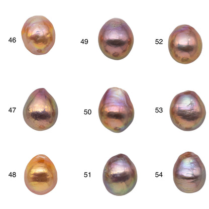 11-12mm One Piece Edison Pearl Tear Drops with Nice Luster Undrilled Freshwater Pearl Beads for Making Jewelry, SKU # 1174EP