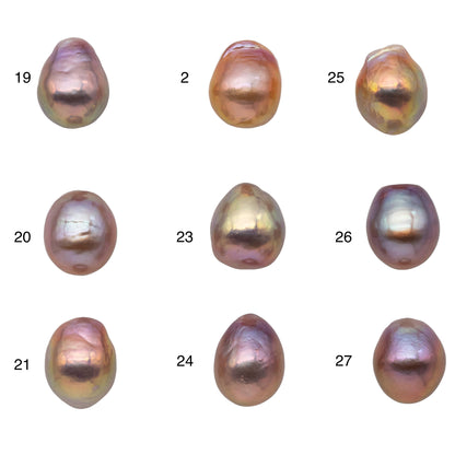 11-12mm Drop Loose Edison Pearl Undrilled, Half Drilled, or Full Drilled Freshwater Pearl with High Luster for Jewelry Making, SKU # 1175EP