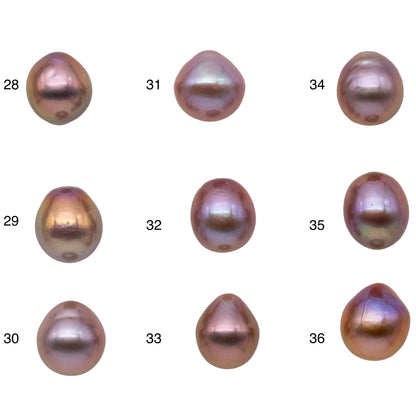 11-12mm Edison Pearl Single Piece Natural Color Undrilled Teardrops with Amazing Luster for Beading, SKU # 1178EP