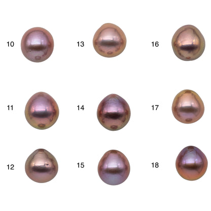 11-12mm Edison Pearl Single Piece Natural Color Undrilled Teardrops with Amazing Luster for Beading, SKU # 1178EP