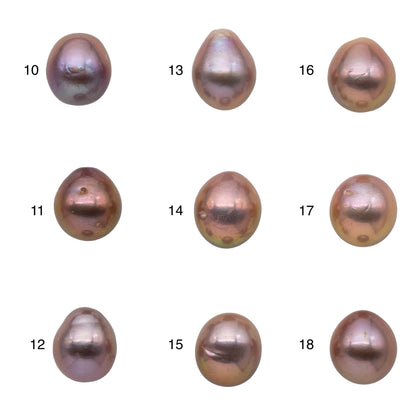 11-12mm Edison Pearl Single Loose Drop Shape with some Blemishes and High Luster for Beading, SKU # 1171EP