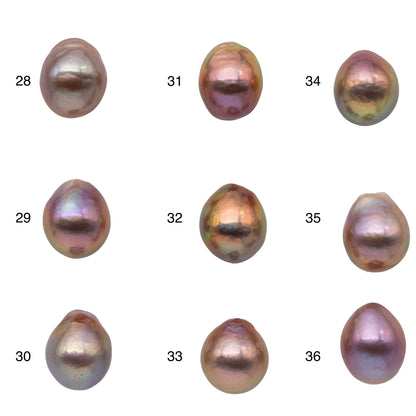 11-12mm Drop Loose Edison Pearl Undrilled, Half Drilled, or Full Drilled Freshwater Pearl with High Luster for Jewelry Making, SKU # 1175EP