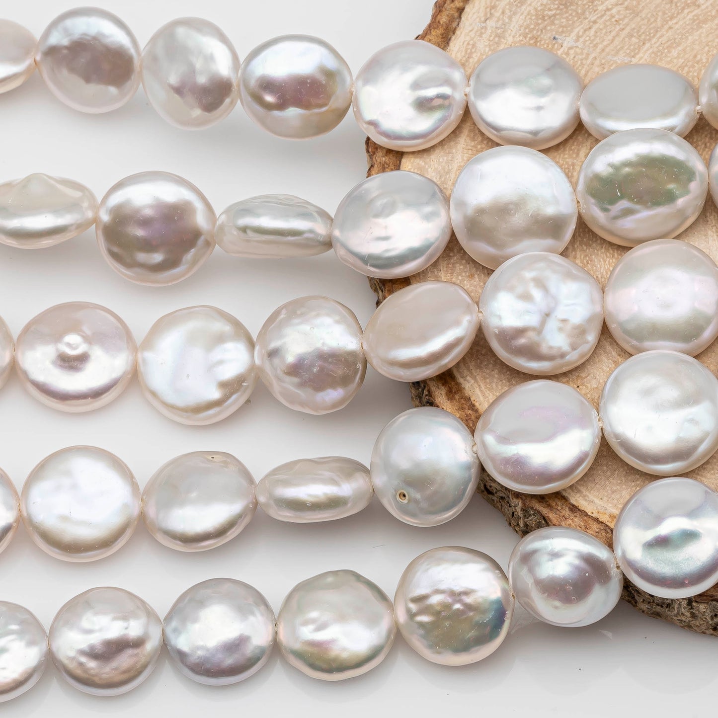 11-13mm Coin Pearl White with Very High Luster for Jewelry Making or Beading, SKU # 1184CN