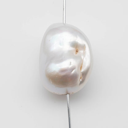 White Baroque Pearl Huge Size from 14x15mm up to 18x23mm Freshwater Flameball Pearl Bead, Full Strand or 1 Pc, SKU # 1187BA