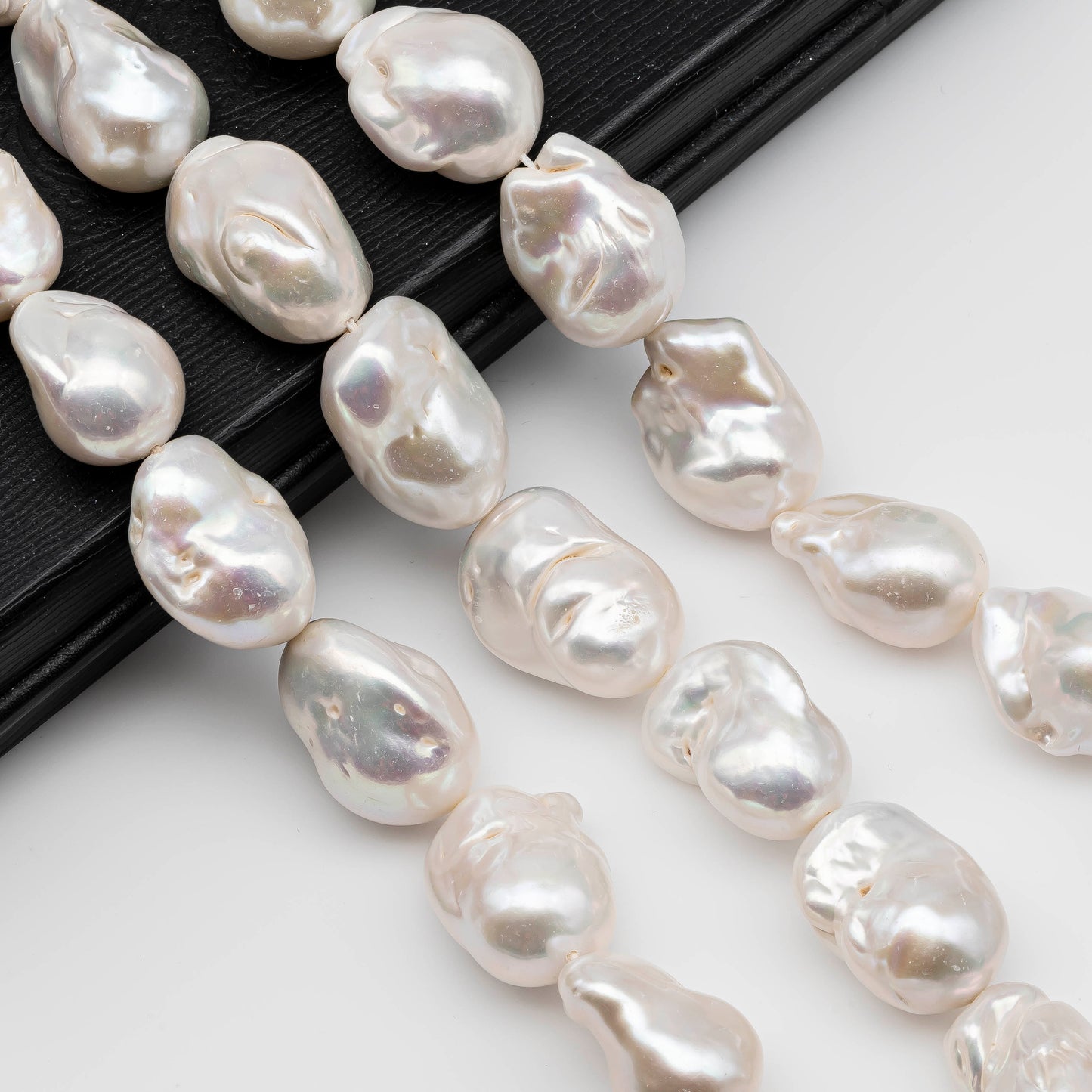 White Baroque Pearl Huge Size from 14x15mm up to 18x23mm Freshwater Flameball Pearl Bead, Full Strand or 1 Pc, SKU # 1187BA