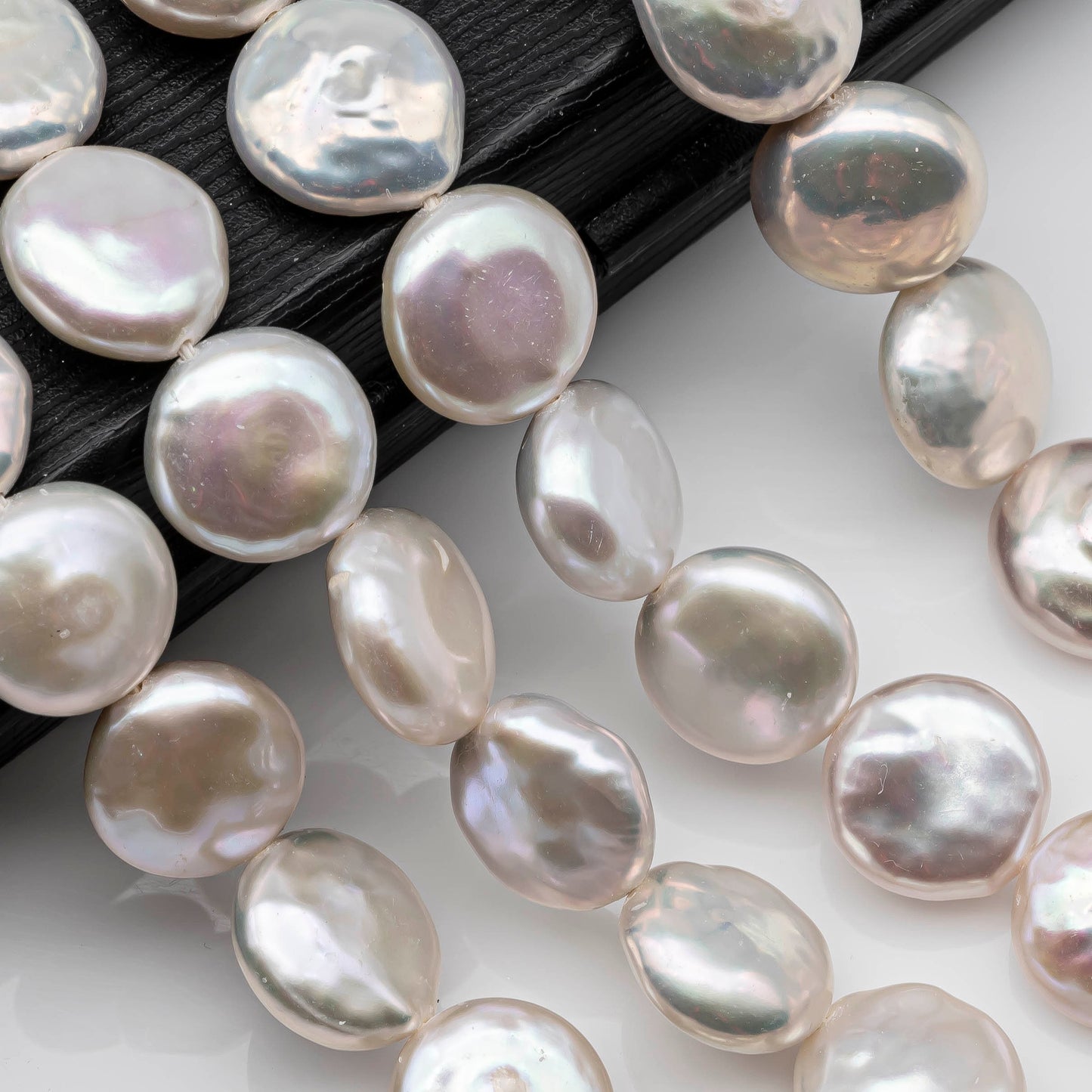 11-13mm Coin Pearl White with Very High Luster for Jewelry Making or Beading, SKU # 1184CN