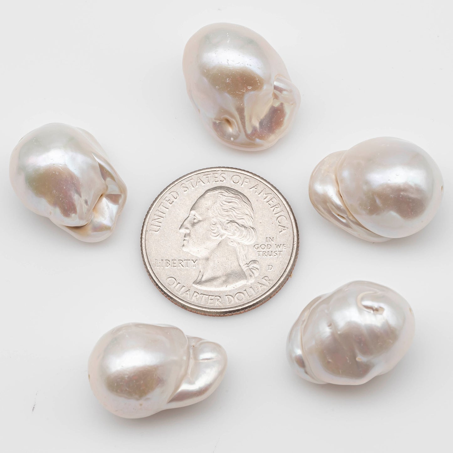 White Baroque Pearl Huge Size from 14x15mm up to 18x23mm Freshwater Flameball Pearl Bead, Full Strand or 1 Pc, SKU # 1187BA