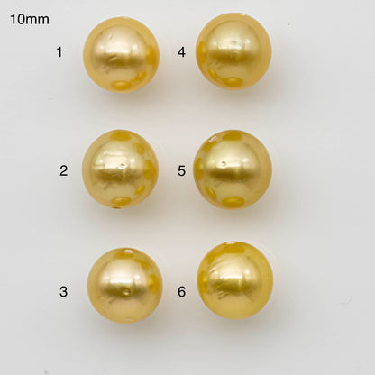10-11mm Golden South Sea Pearl Round and Fully Drilled
