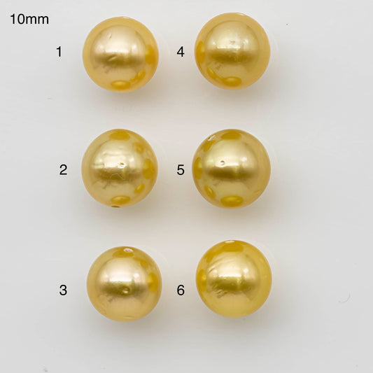 10-11mm Golden South Sea Pearl Round and Fully Drilled