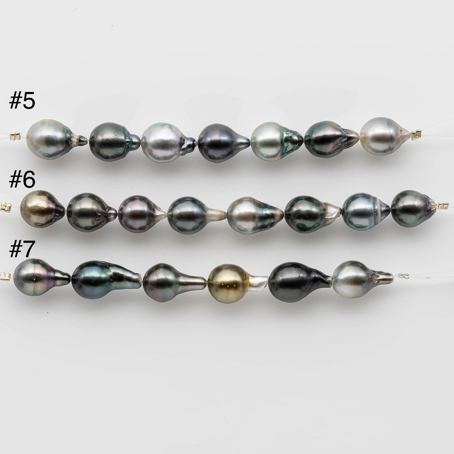 10-11mm Tahitian Pearl Multi Color Drops in Shorter Strand with Lusters and Blemishes for Jewelry Making, SKU # 1215TH