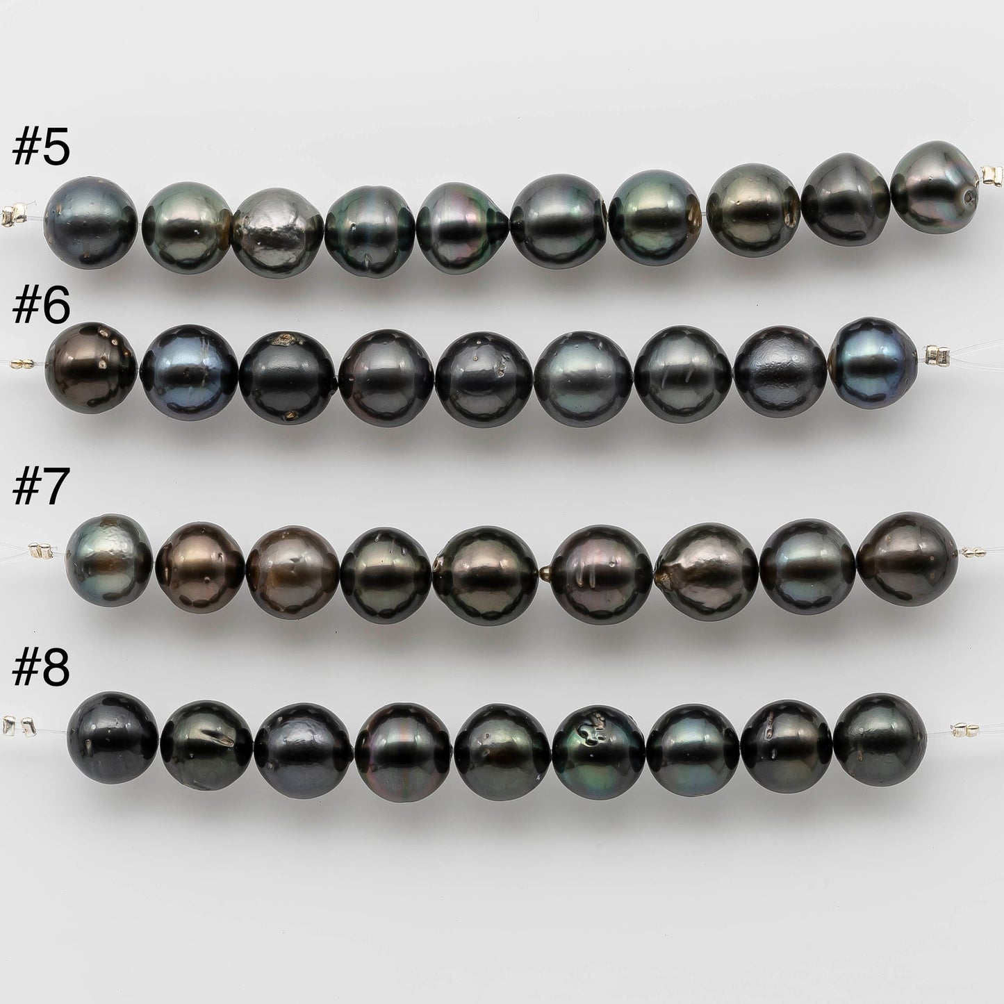 11-12mm Tahitian Pearl Near Round in Dark Color Short Strand with Lusters and Blemishes for Beading, SKU # 1223TH