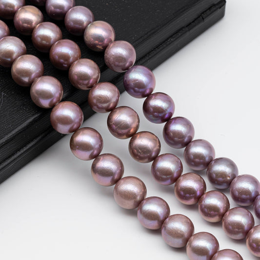 12-14mm Edison Pearl Round Natural Lavender or Metallic Color, Large Size Freshwater Pearl with Lusters and Blemishes, SKU#1228EP