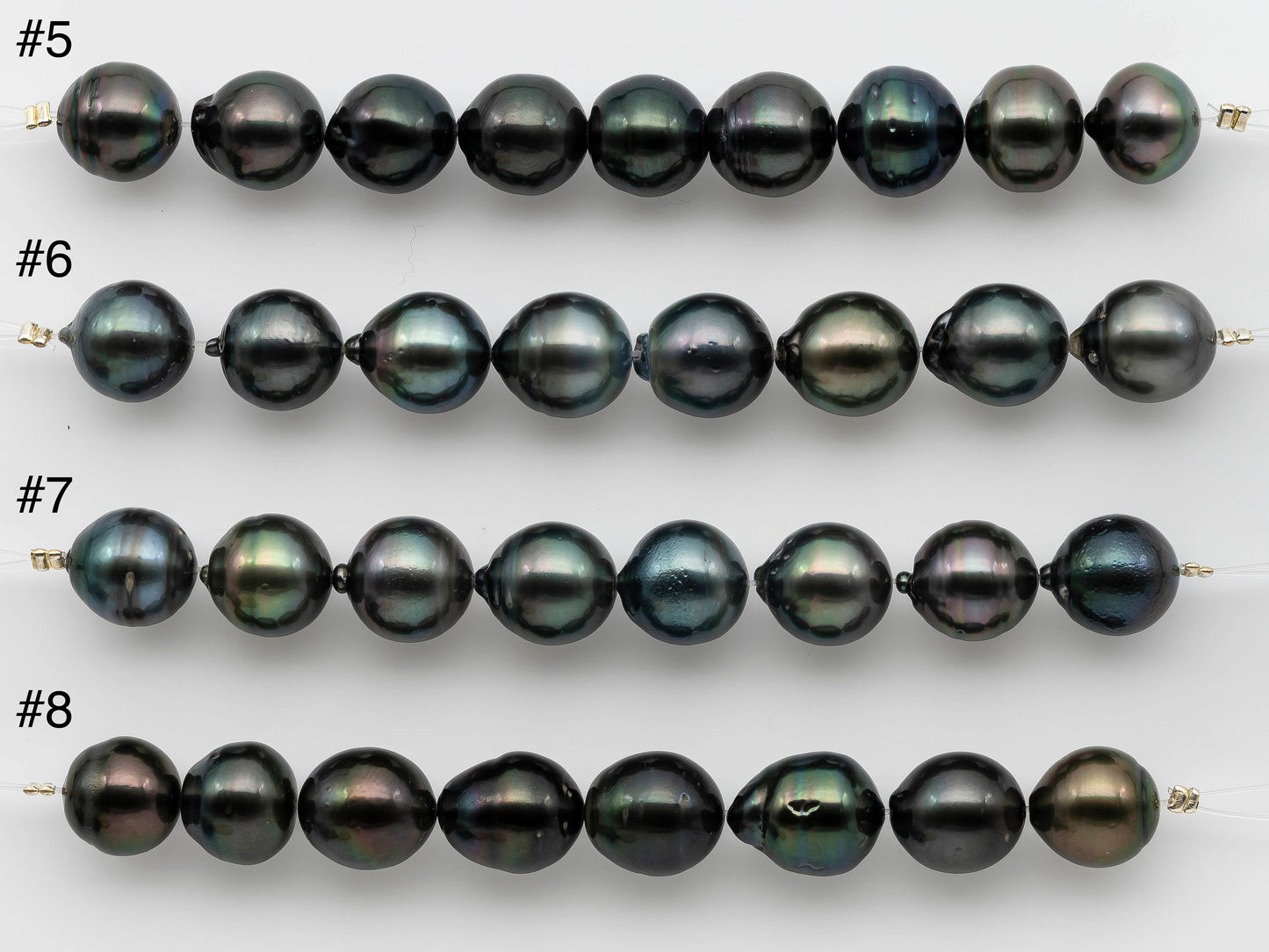 11-12mm Teardrop Tahitian Pearl with High Luster and Natural Colors in Shorter Strand for Beading, SKU # 1250TH