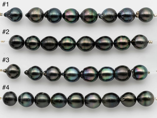 11-12mm Teardrop Tahitian Pearl with High Luster and Natural Colors in Shorter Strand for Beading, SKU # 1250TH