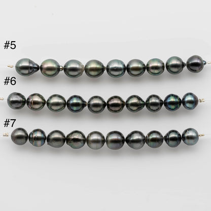 10-11mm Near Round Tahitian Pearl Strand with Lusters and Blemishes with Greenish Color for Beading, SKU # 1214TH