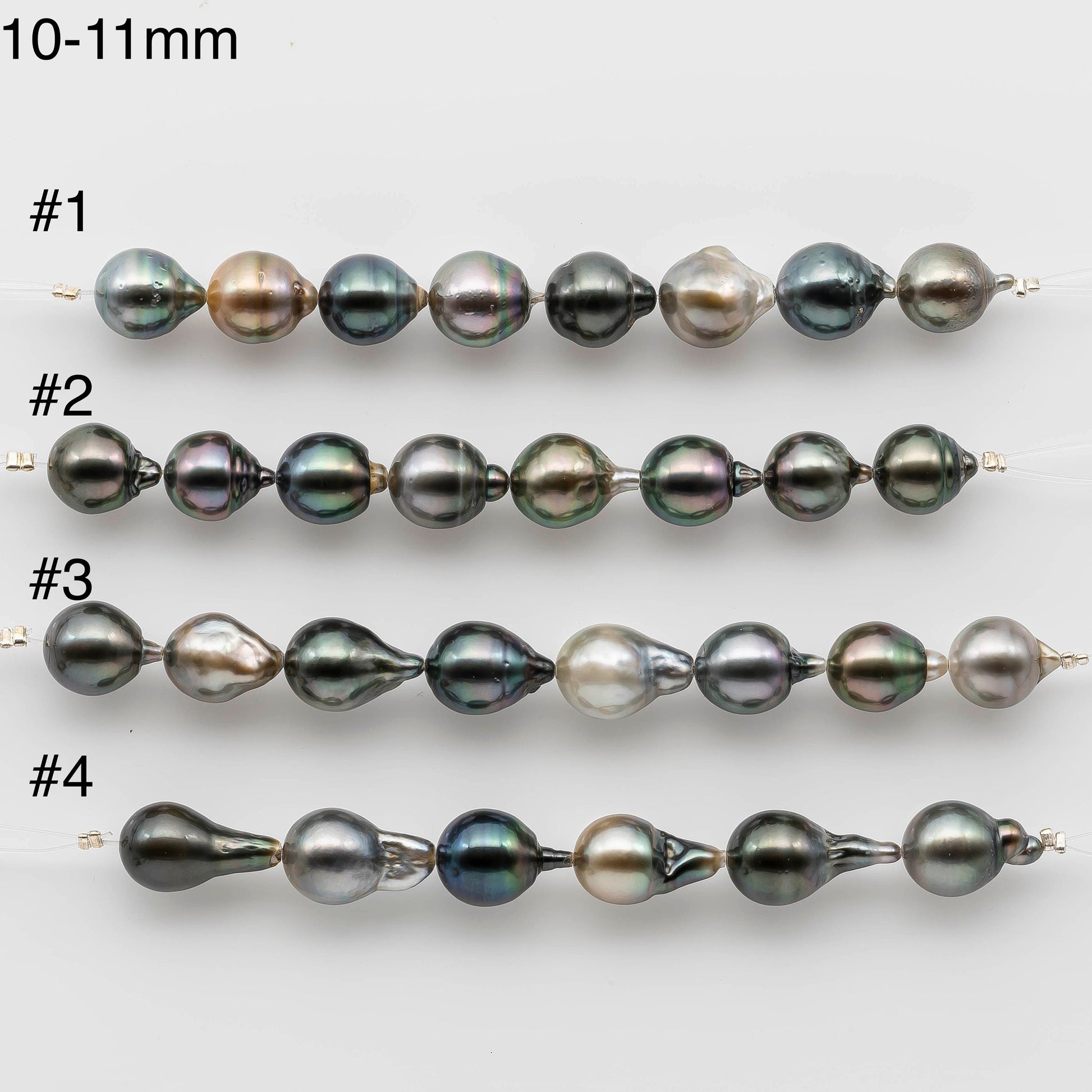 10-11mm Tahitian Pearl Multi Color Drops in Shorter Strand