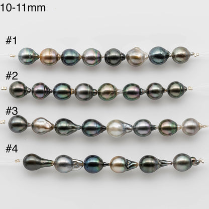 10-11mm Tahitian Pearl Multi Color Drops in Shorter Strand