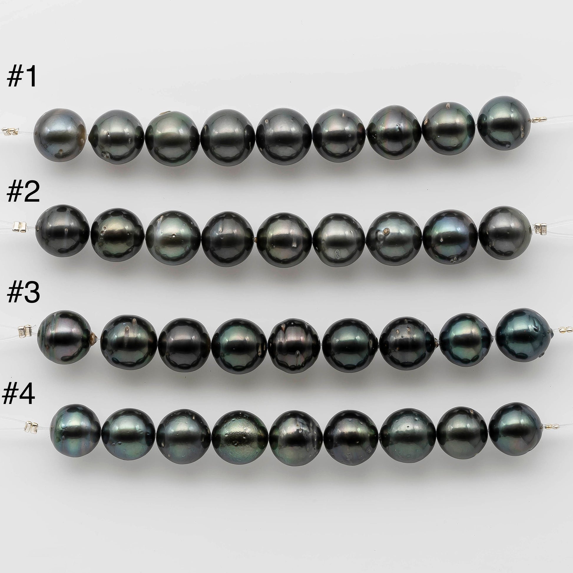 11-12mm Tahitian Pearl Near Round in Dark Color Short Strand 