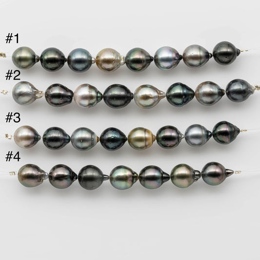 11-12mm Tahitian Pearl Multi Color Drop in Short Strand with Lusters and Flaws for Jewelry Making, SKU # 1224TH