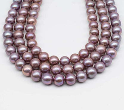 12-14mm Edison Pearl Round Natural Lavender or Metallic Color, Large Size Freshwater Pearl with Lusters and Blemishes, SKU#1228EP