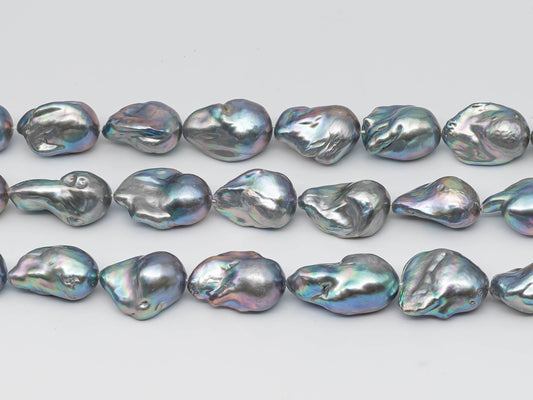 13-19mm Baroque Pearl Dark Grey Color with Excellent Luster in Freshwater Pearl Beads for Jewelry Making, SKU # 1244BA