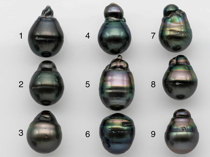 13-14mm Tahitian Pearl Natural Dark Color in Teardrops Undrilled Single Loose with Nice Luster for Jewelry Making, SKU # 1256TH