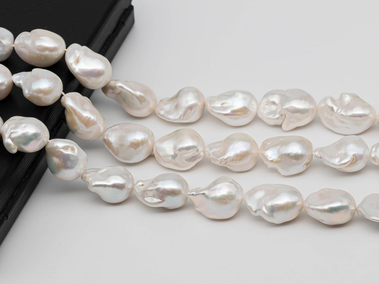 15-17mm White Baroque Fireball Pearl Beads in Full Strand with Nice Luster for Jewelry Making, SKU # 1268BA