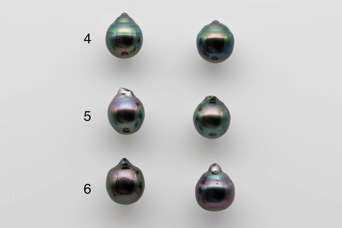 9-10mm Undrilled Tahitian Pearl Loose Pairs for Making Earring in High Lusters and Natural Color, SKU # 1285TH