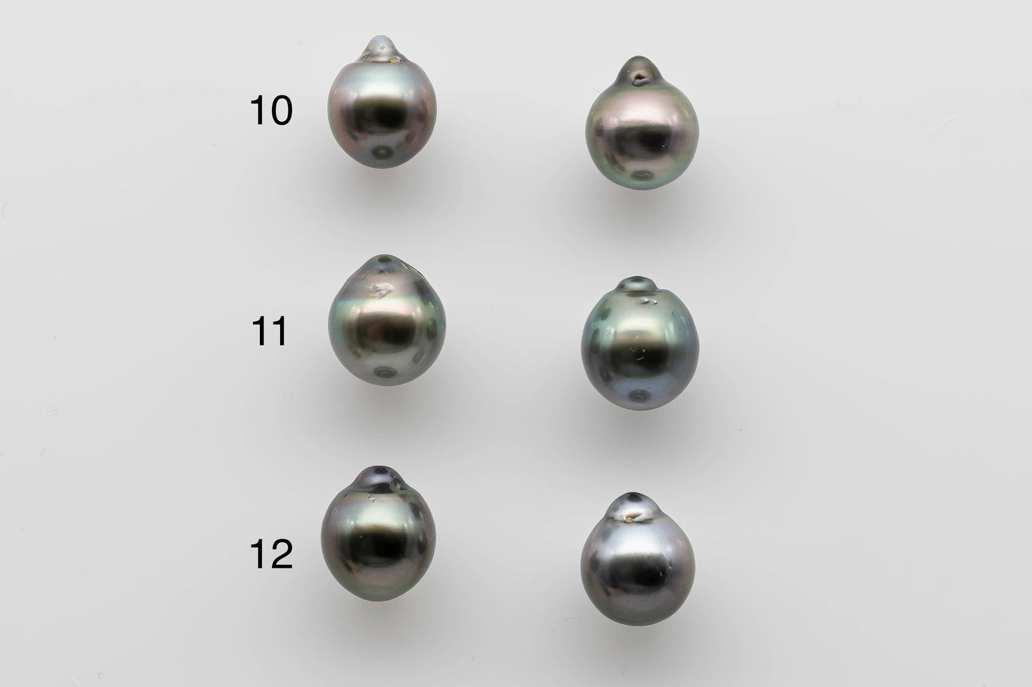 9-10mm Undrilled Tahitian Pearl Loose Pairs for Making Earring in High Lusters and Natural Color, SKU # 1285TH