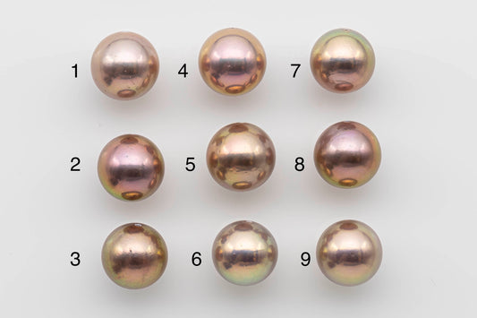 12-13mm Edison Pearl Single Fully Drilled in Natural Pink or Gold Tone Color