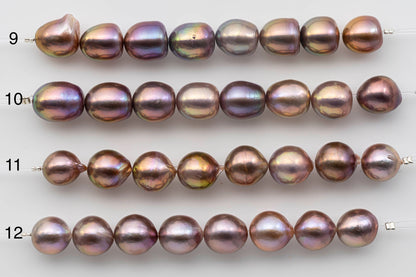 10-12mm Edison Pearl Near Round or Teardrop Freshwater Pearl in Natural Colors and High Lusters in Shorter Strand for Beading, SKU # 1331EP